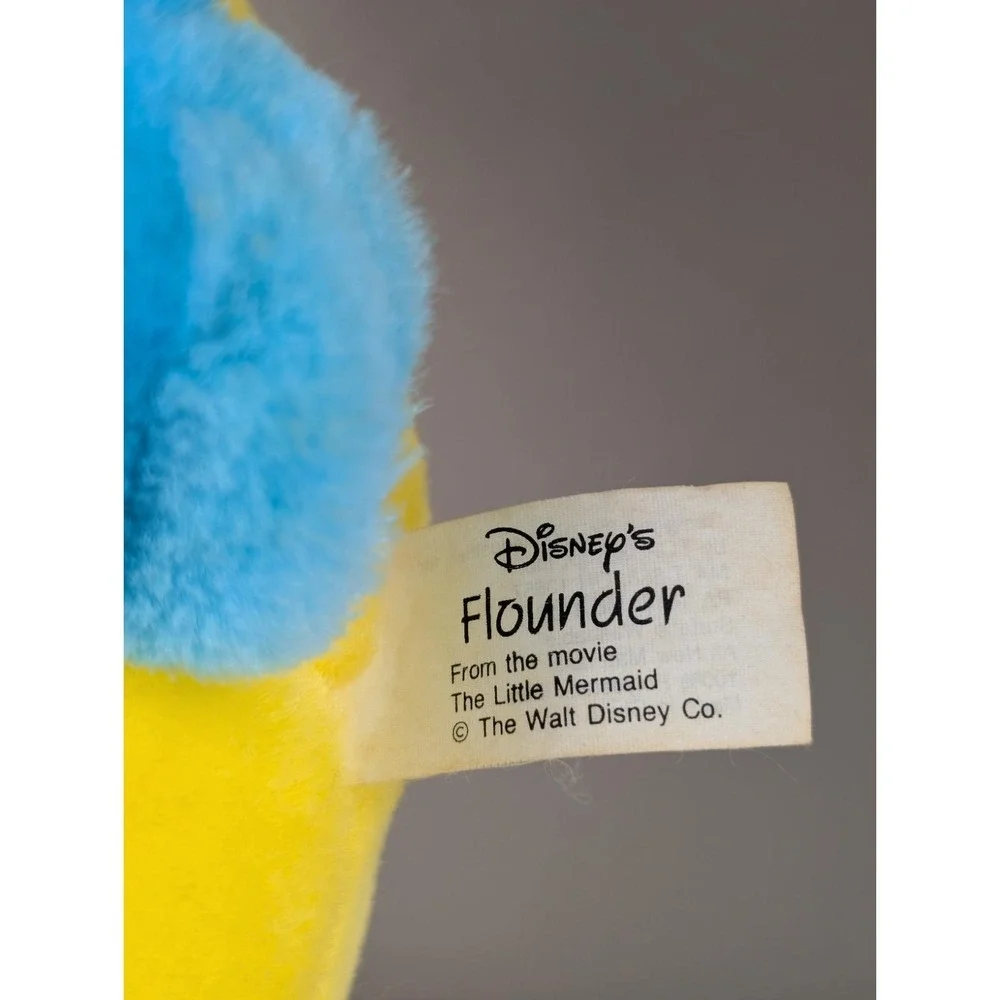 VINTAGE rare PLUSH ORIGINAL LITTLE MERMAID 1991 TYCO FLOUNDER FISH  DISNEY